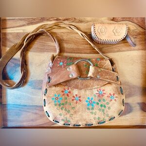 Vintage 70’s Handmade & Handpainted Handbag & Coin Purse